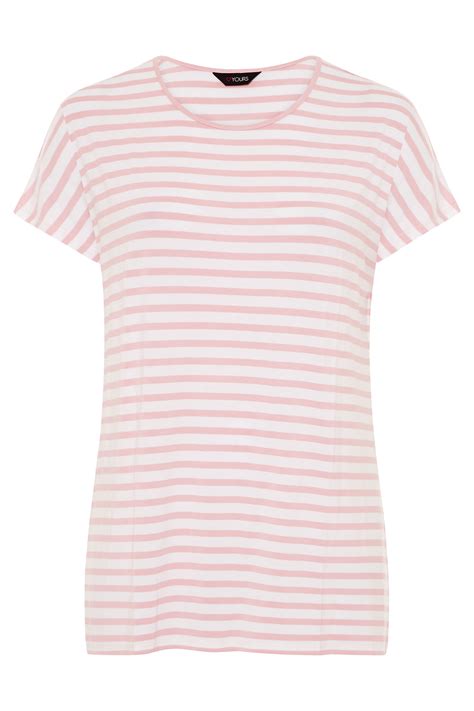 Pink And White Striped Grown On Sleeve T Shirt Yours Clothing