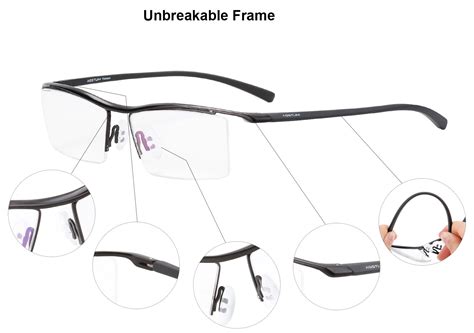 agstum pure titanium half rimless business glasses frame eyeglasses clear lens buy online in