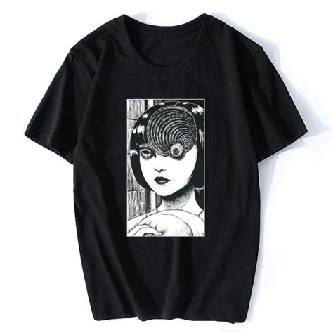 Style Men Tees Uzumaki Shirt Junji Ito Horror Manga Custom Anime Shirts