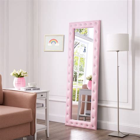 Buy Crystal Tufted Pink Mirror Full Length 63lx22w Wall Mirror Full