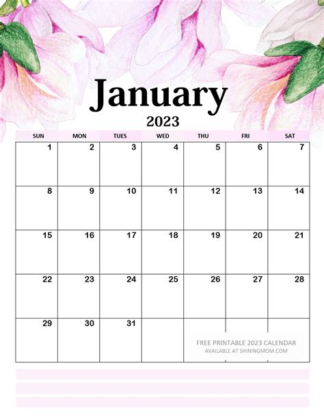 January Calendar 2023 Pdf Printable Template Calendar