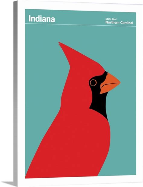 State Posters Indiana State Bird Northern Cardinal Wall