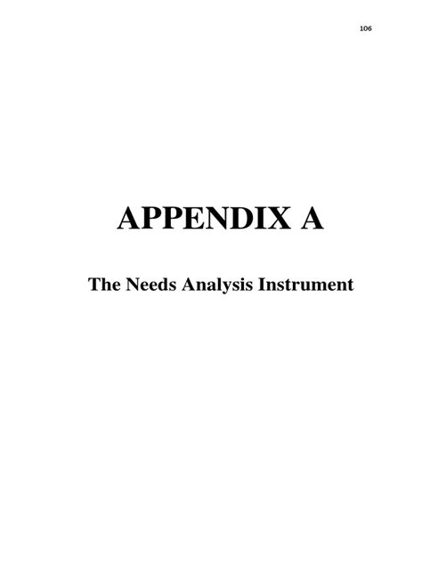Appendix A The Needs Analysis Instrument Pdf