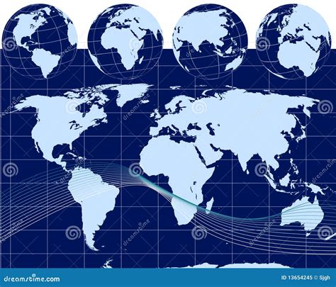 Illustration Of Globes With World Map Stock Vector Illustration Of