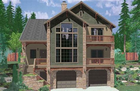 Living areas, as well as the master suite, offer lake views for the many lake lots are sloping, so another frequent feature seen in these plans is the daylight basement or terrace level. Plan 8189LB: Hillside Retreat | Craftsman house plans ...
