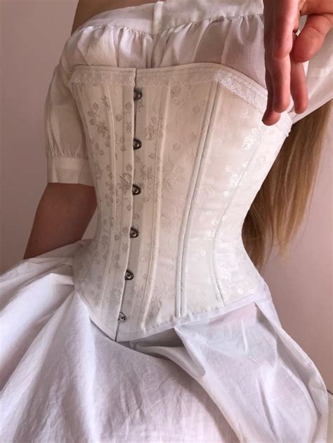 Viktorianisches Korsett Weiß Mit Rosenmuster 1860er Etsy Victorian Corset Corset Fashion