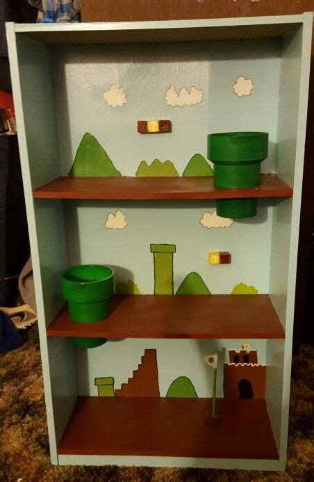 Hand Painted Mario Playset Made Out Of An Old Dvd Shelf Mario