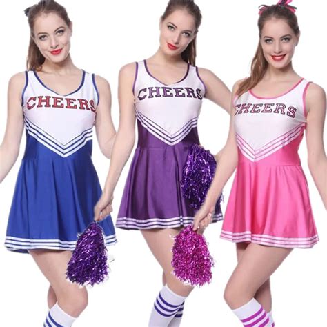 2016 New Listing Sexy High School Cheerleader Costume Cheer Girls Uniform Party Outfit