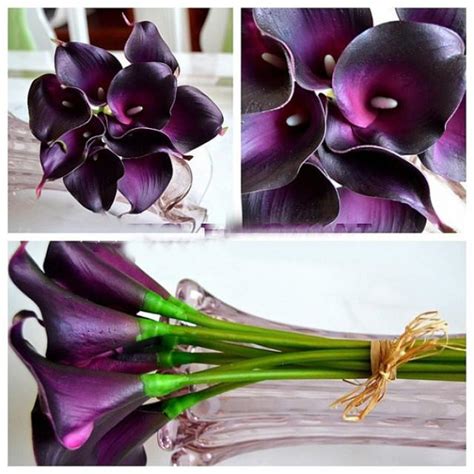 Dark Purple Calla Lily Bridal Bouquet Latex Mini Calla Lilies Plum For