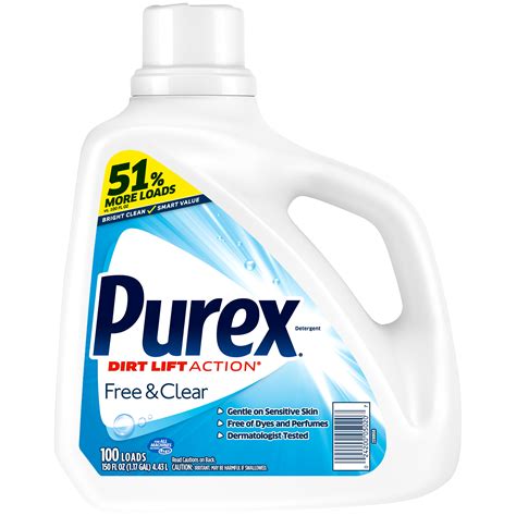 More images for what is purex » Purex Liquid Laundry Detergent, Free & Clear, 150 Fluid ...