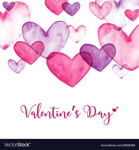Watercolor Hearts For Valentines Day Royalty Free Vector