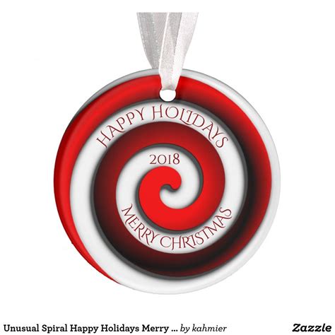 Unusual Spiral Happy Holidays Merry Christmas Year Ornament Zazzle