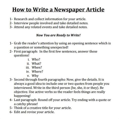 If you are referring to straight news stories, those that. FREE 7+ Newspaper Article Samples in PDF | MS Word | PSD in 2020 | Newspaper article template ...