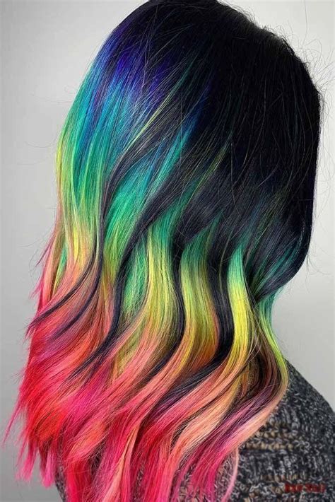 50 Fabulous Rainbow Hair Color Ideas Hair Color Shades Peekaboo Hair