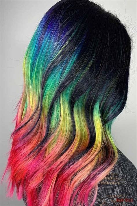 Colorful hair ideas 💙rainbow color hair transformation! 50 Fabulous Rainbow Hair Color Ideas hair color shades, # ...