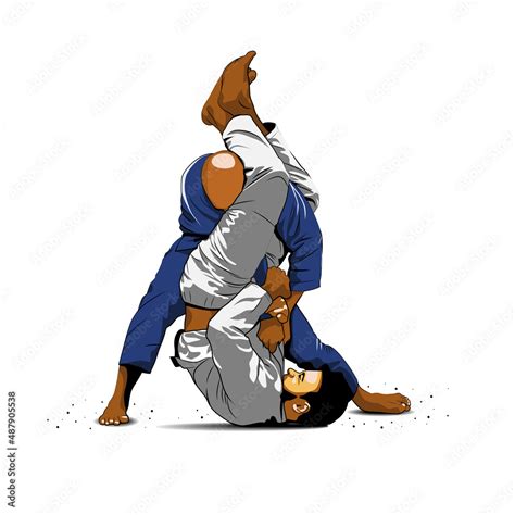 Brazilian Jiujitsu Jiu Jitsu Technique Vector Illustration Design