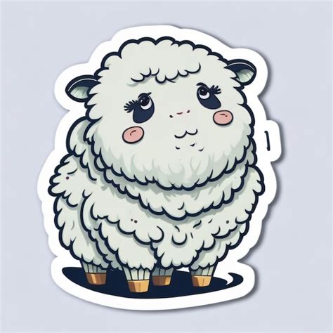 Premium Ai Image Cute Sheep Sticker 1