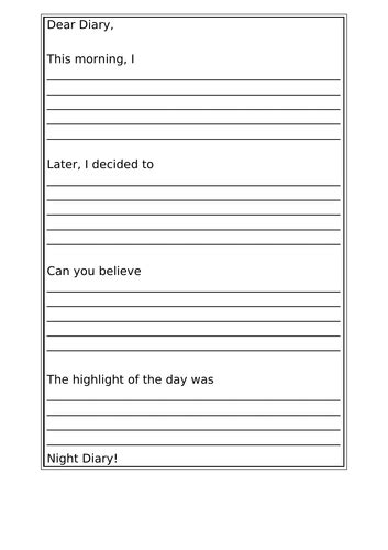 Ks2 Diary Entry Template Teaching Resources