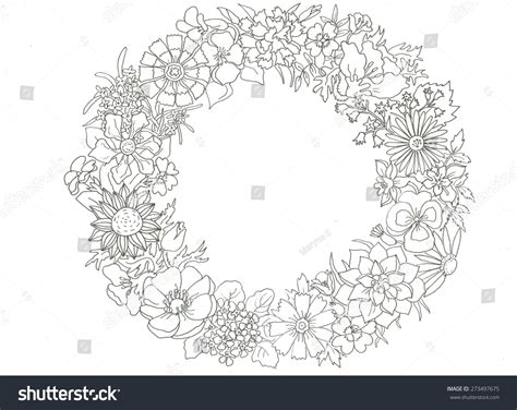 Download nu deze bloemen krans kleurplaat vectorillustratie. Bloemenkrans Kleurplaat / Hyacint knutselen woordkaarten ...