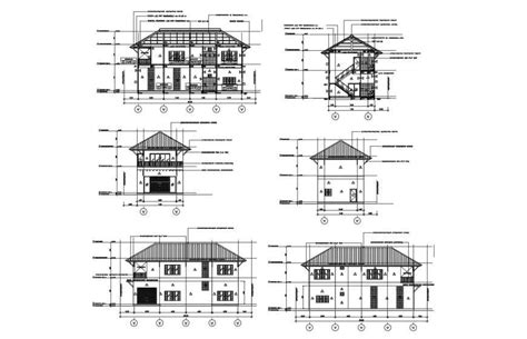 Two Story Residential House Elevation And Section Cad Drawing Details Dwg File Cadbull