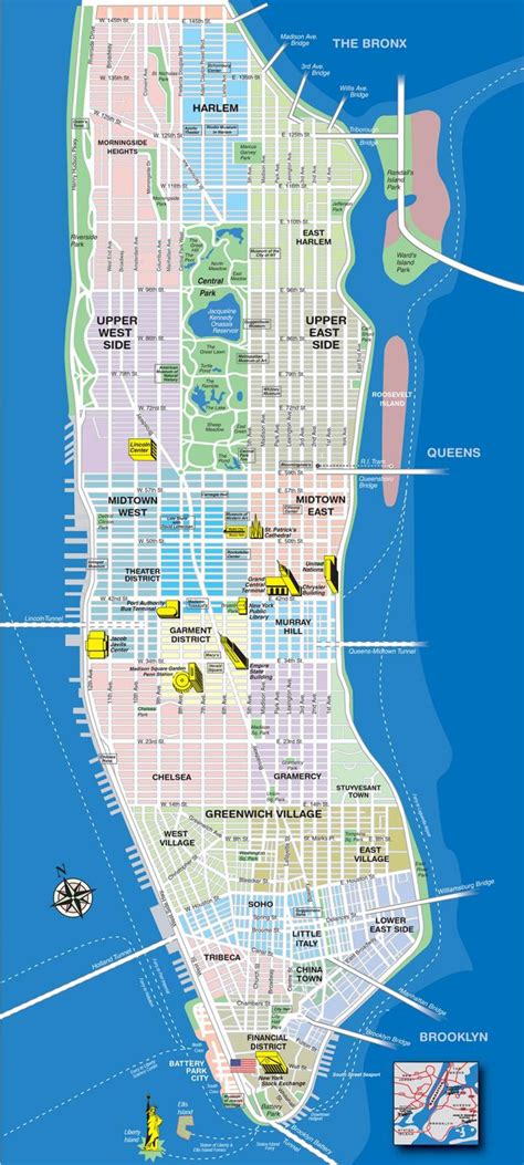 Mapa De Los Barrios De Manhattan Con Calles Mapa De La Parte Superior