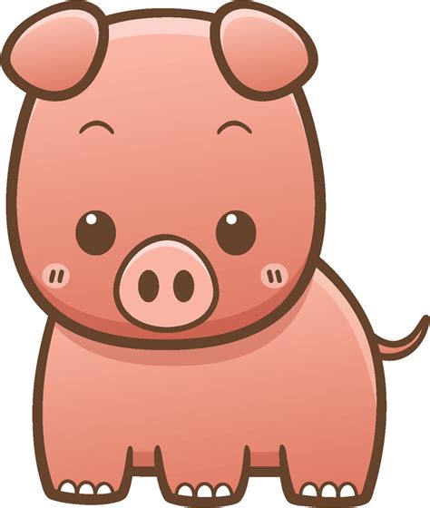 Cute Simple Kawaii Farm Animal Cartoon Icon Pig Vinyl Decal Sticker