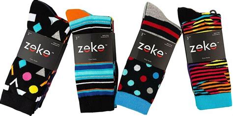zeke men s dress socks funky fun colorful crew socks 12 assorted patterns ebay