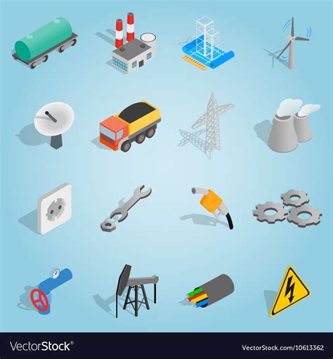 Industrial Set Icons Isometric 3d Style Royalty Free Vector