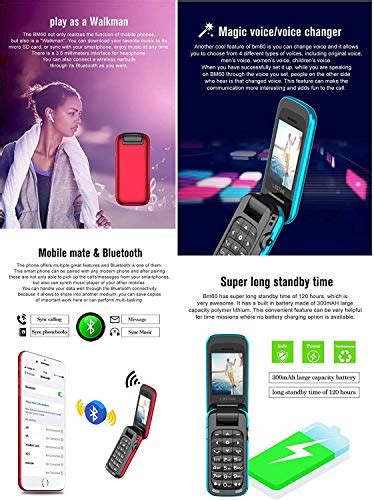 L8star Small Mini Flip Cell Phone Bluetooth Dialer Music Cellphone Bm60