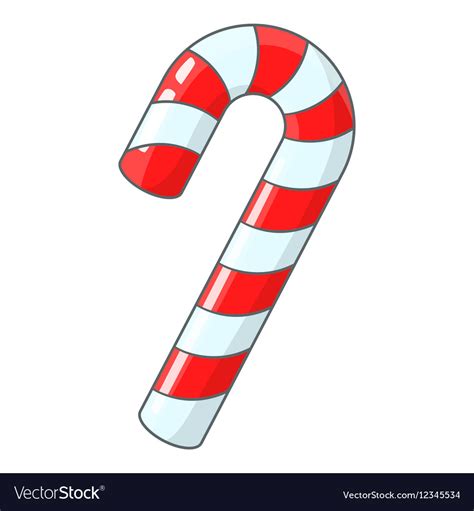 Candy Cane For Christmas Icon Cartoon Style Vector Image