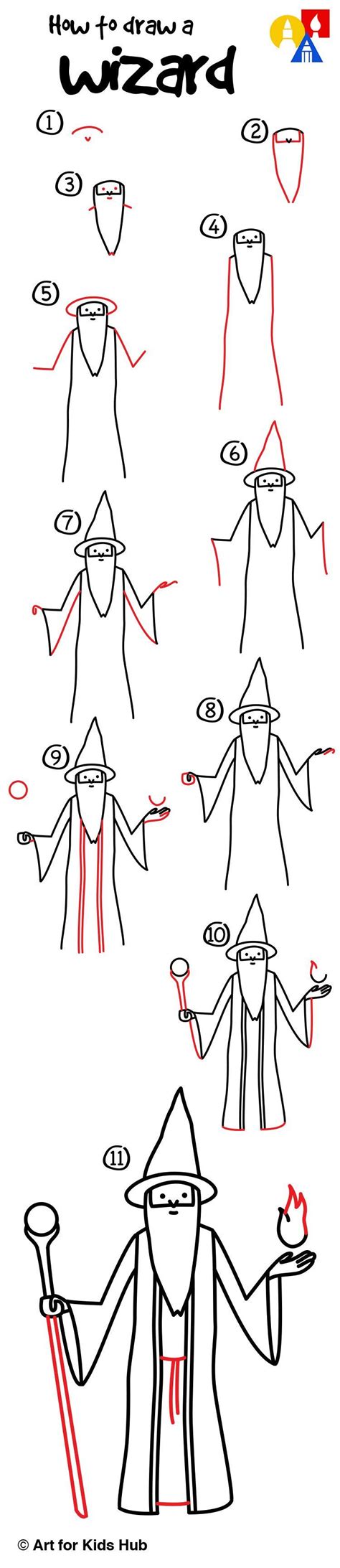 How To Draw A Wizard Art For Kids Hub Art For Kids Hub Wizard