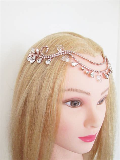 Swarovski Crystal Hair Vine Rose Gold Bridal Hair Comb Etsy