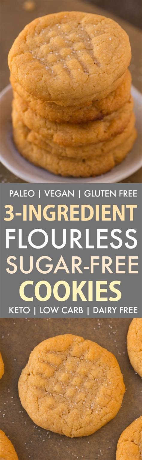 These light and delicate 3 ingredient peanut butter cookies make a great snack and are so easy to make. 3 Ingredient Flourless Sugar Free Cookies (Keto, Low Carb, Paleo, Vegan, Gluten Free) | Recipe ...