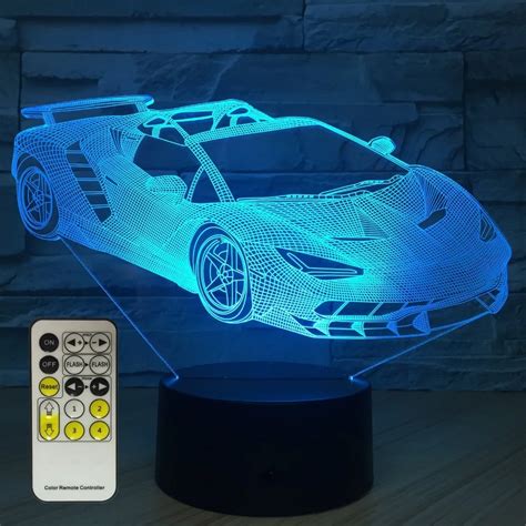Super Sports Racing Car Night Light 3d Usb Touch Switch Remote Control
