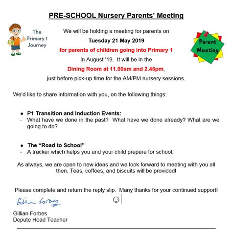 Nursery To Primary 1 Transition Meeting Hanover Street School Aberdeen