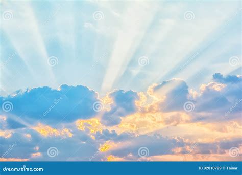 Sky With Sun Rays Through The Clouds Stock Image Image Of Clouds
