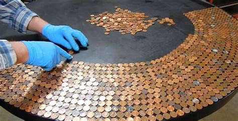 You don't need paint for this project, just. Creative Ideas - DIY Amazing Penny Table Top - i Creative Ideas