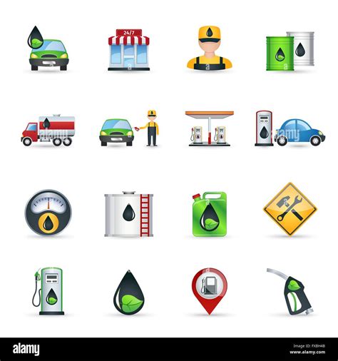 Gas Station Icons Set Stock Vector Image And Art Alamy