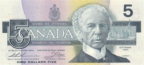 Canada 5 Dollars Banknote 1986 Wilfrid Laurierworld Banknotes And Coins