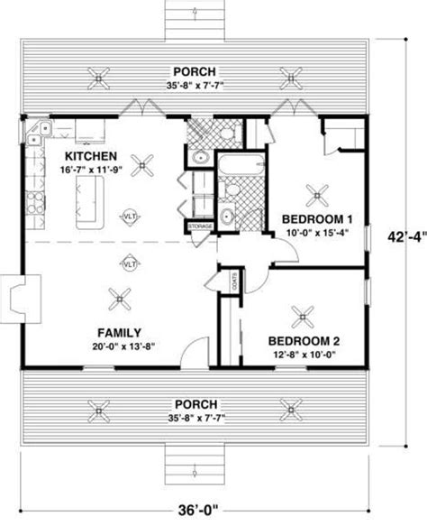 Cottage Style House Plan 2 Beds 1 5 Baths 954 Sq Ft Plan 56 547