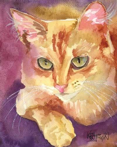 Orange Tabby Cat Art Print Of Original Watercolor Painting 8x10