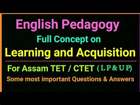 English Pedagogy L Learning And Acquisition Full Concept