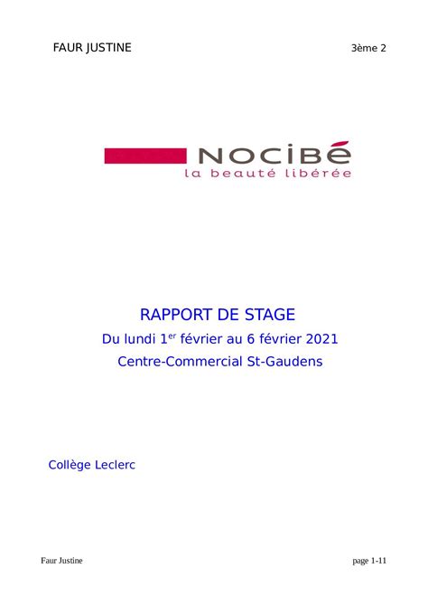 Exemple Remerciement Rapport De Stage 3eme Doniemas