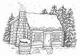 Cabin Winter Coloring Christmas Wood Log Drawing Burning Patterns Colouring Adults Stamps Pyrography Adult Printable Scene Snow Magnolia Draw Sheets sketch template