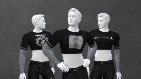 Accessory Band Shirts Distressed Cropped With Graveful Sims