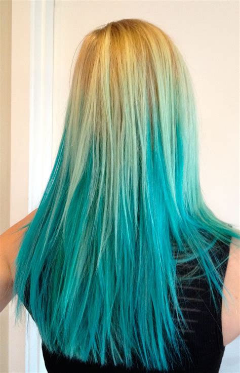 Pin By Tiffany Henke On What To Do With Your Hair Ombre Hair Blonde Dip Dye Hair Teal Hair