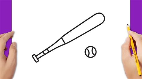 How To Draw A Baseball Bat And Ball Youtube