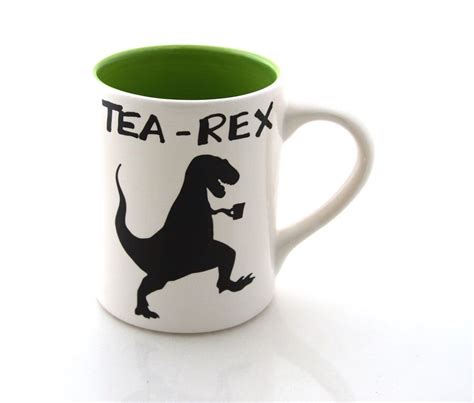 Tea Rex Mug T Rex Dinosaur Mug Gift For Tea Lover Handmade Earthenware Kiln Fired Large