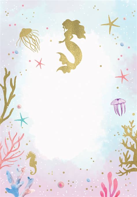 Printable Birthday Party Invitations For Kids Mermaid Tedy Printable
