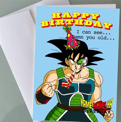 Dragon Ball Z Birthday Card Goku W Scouter Funny Birthday Etsy